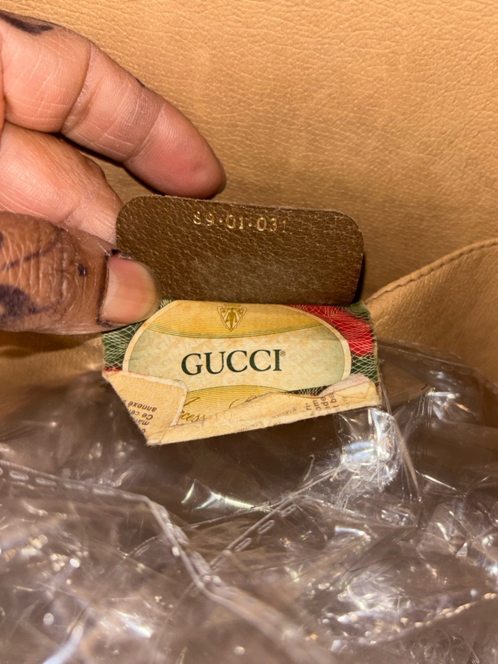 Gucci Beige Monogram Canvas Clutch with Brown Leather Trim and Green-Red Web - Picture 5 of 8